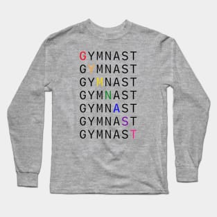 GYMNAST Rainbow Text - Black Long Sleeve T-Shirt